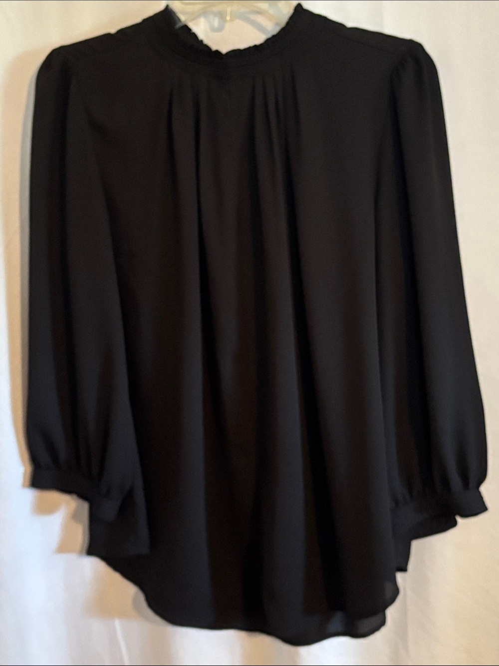 Worthington Black Long-Sleeve Blouse with Subtle Pleats